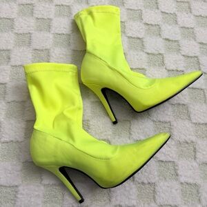 Neon Yellow Stiletto Boots